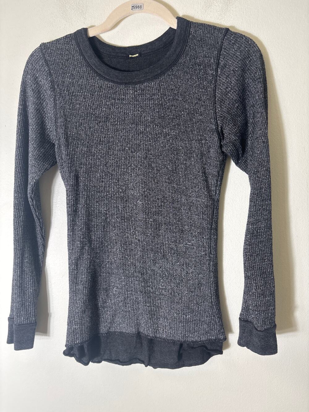 Monrow Black Heathered Long Sleeve Layered Top Sz S